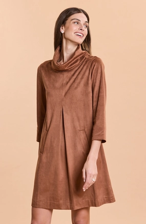 Tyler Be Kim Cowl Faux Suede Dress - Saddle maxi dresses clearance