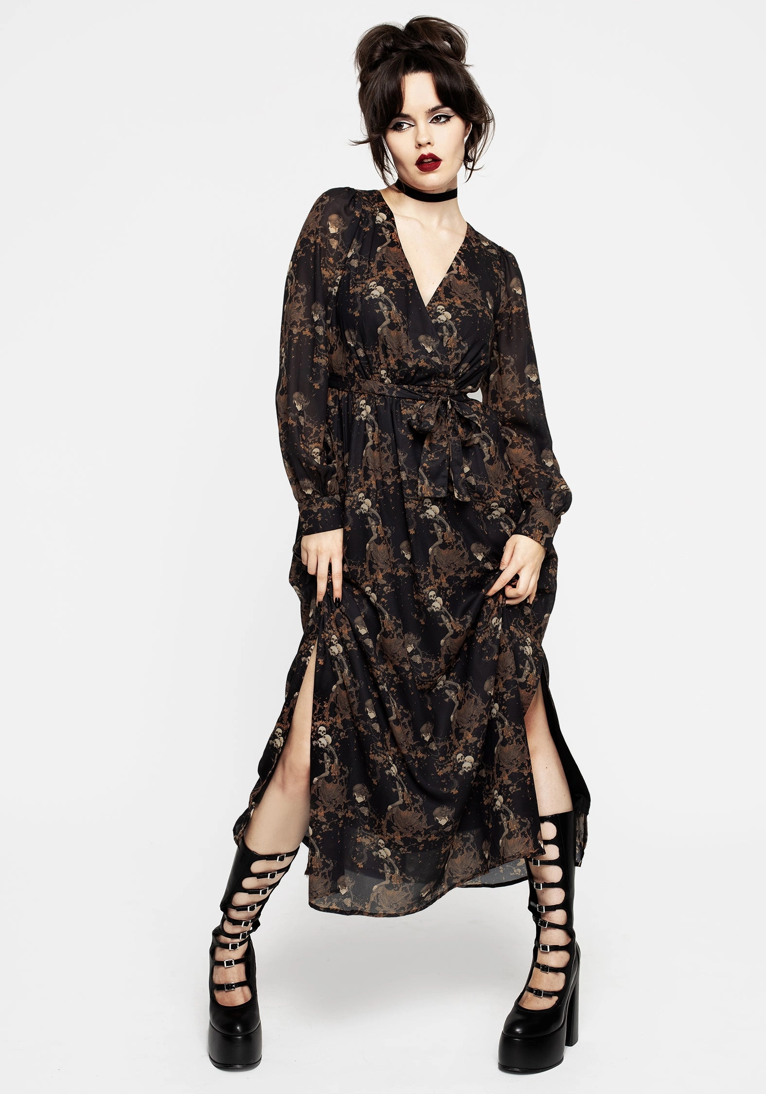 Underworld Chiffon Gathered Maxi Dress