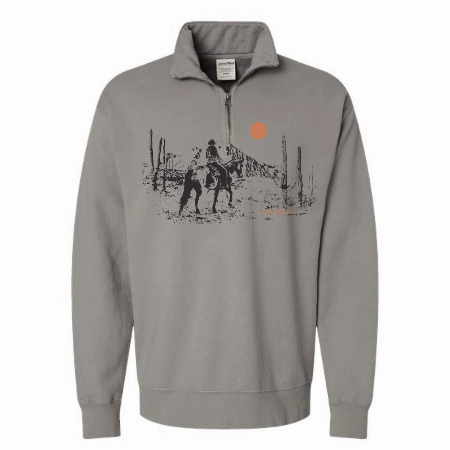 Unisex Saddle Up And Ride Quarter Zip Sweatshirt In Grey knit sweaters cheap