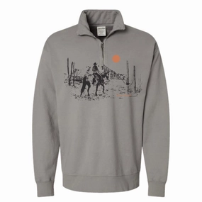 Unisex Saddle Up And Ride Quarter Zip Sweatshirt In Grey knit sweaters cheap