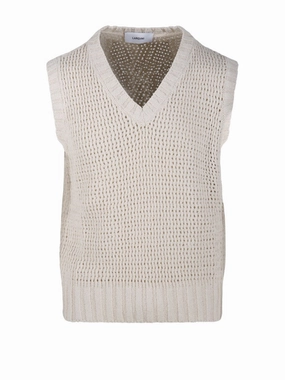 V-Neck Textured Knit Gilet cashmere sweaters sale