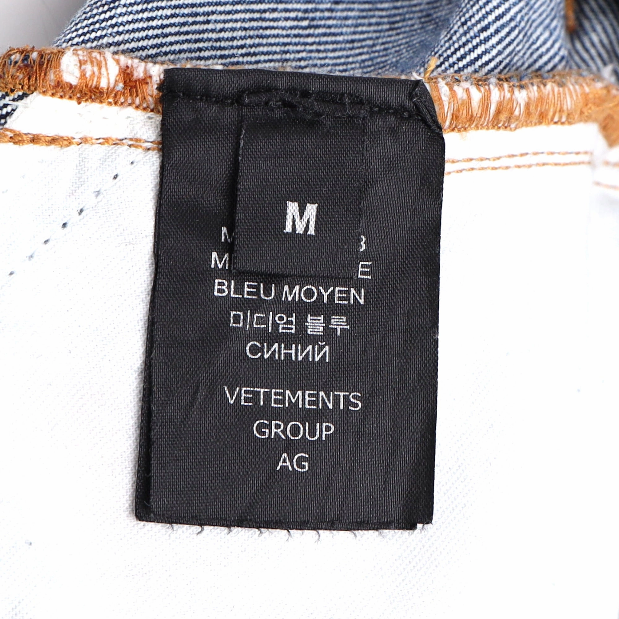 Vetements Flame Print Straight-Leg Jeans in Blue Cotton Denim