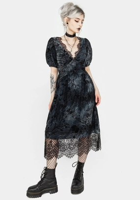 Vice Lace Trim Velour Midi Dress Dresses Womens - beach dresses cheap