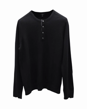 Vince Henley Sweater in Black Cashmere chunky knit discount