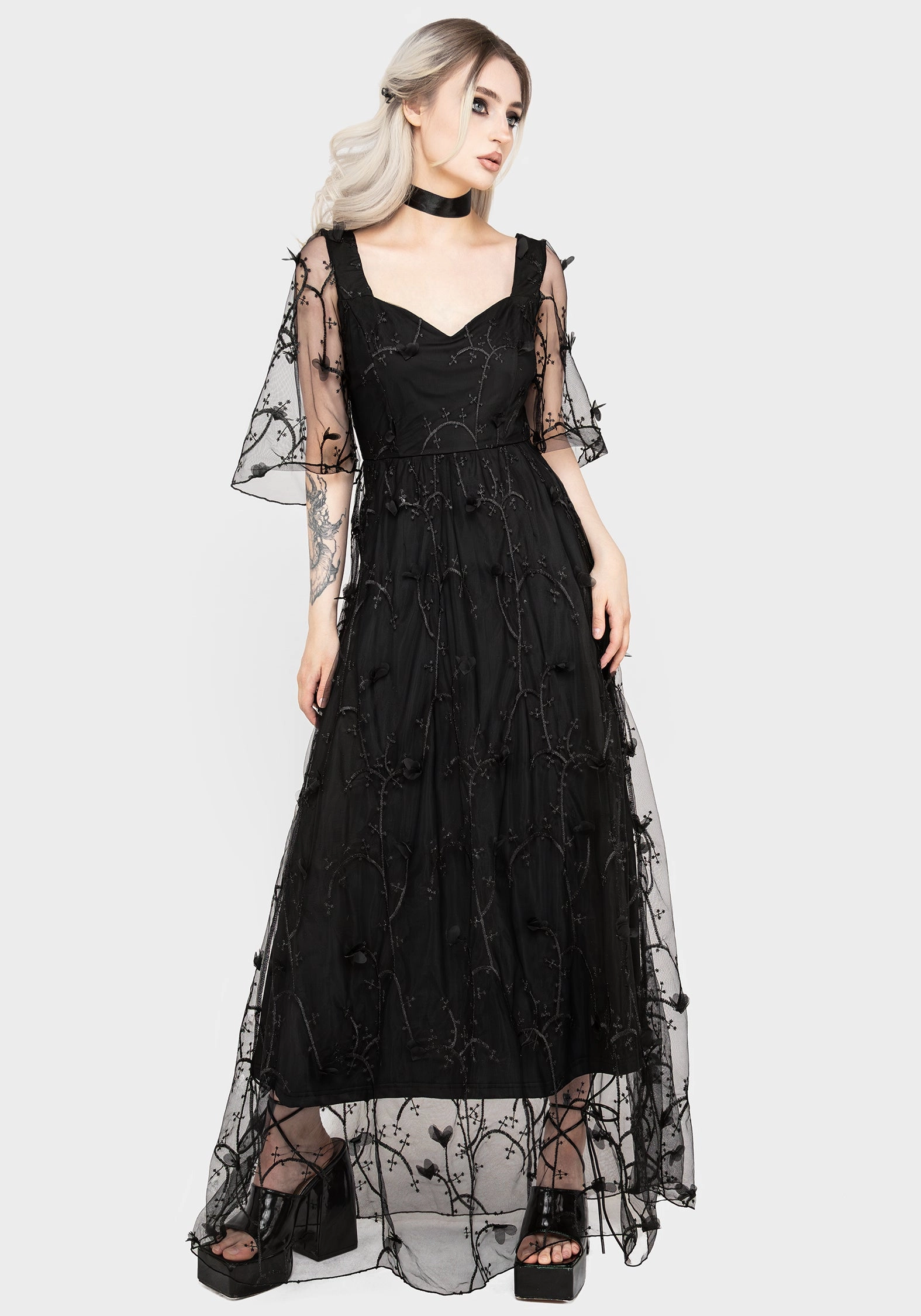 Vine Embroidered Gown Dresses Womens - beach dresses cheap