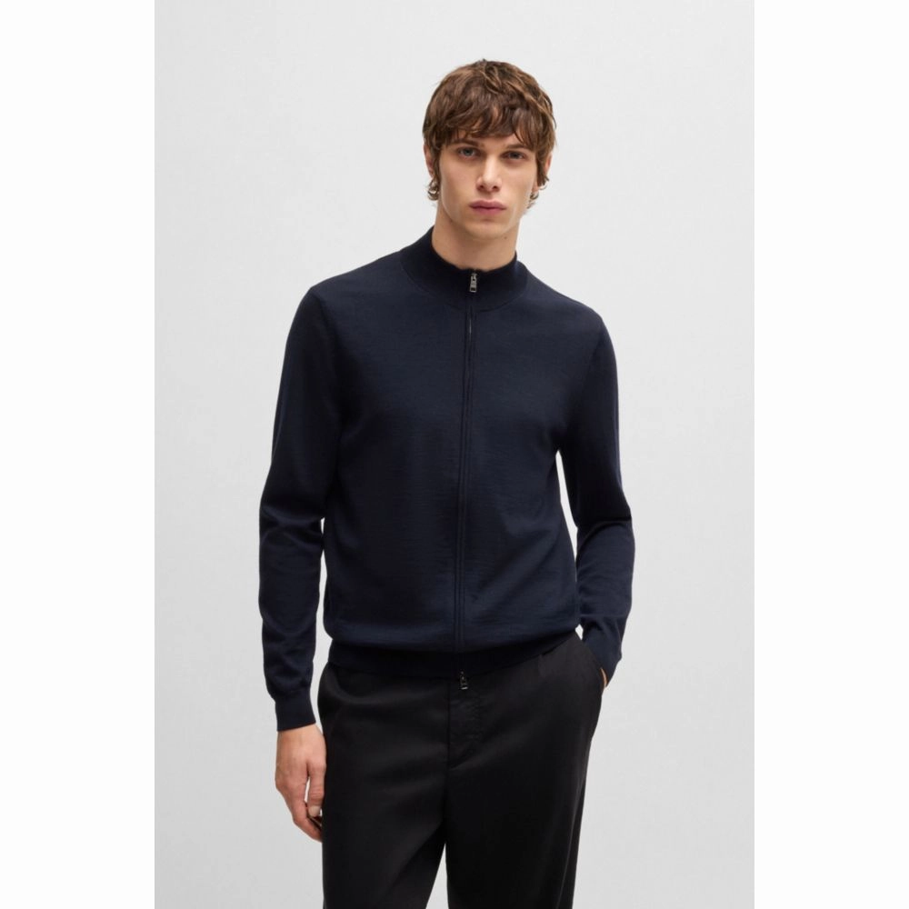 Virgin-wool cardigan in a regular fit
