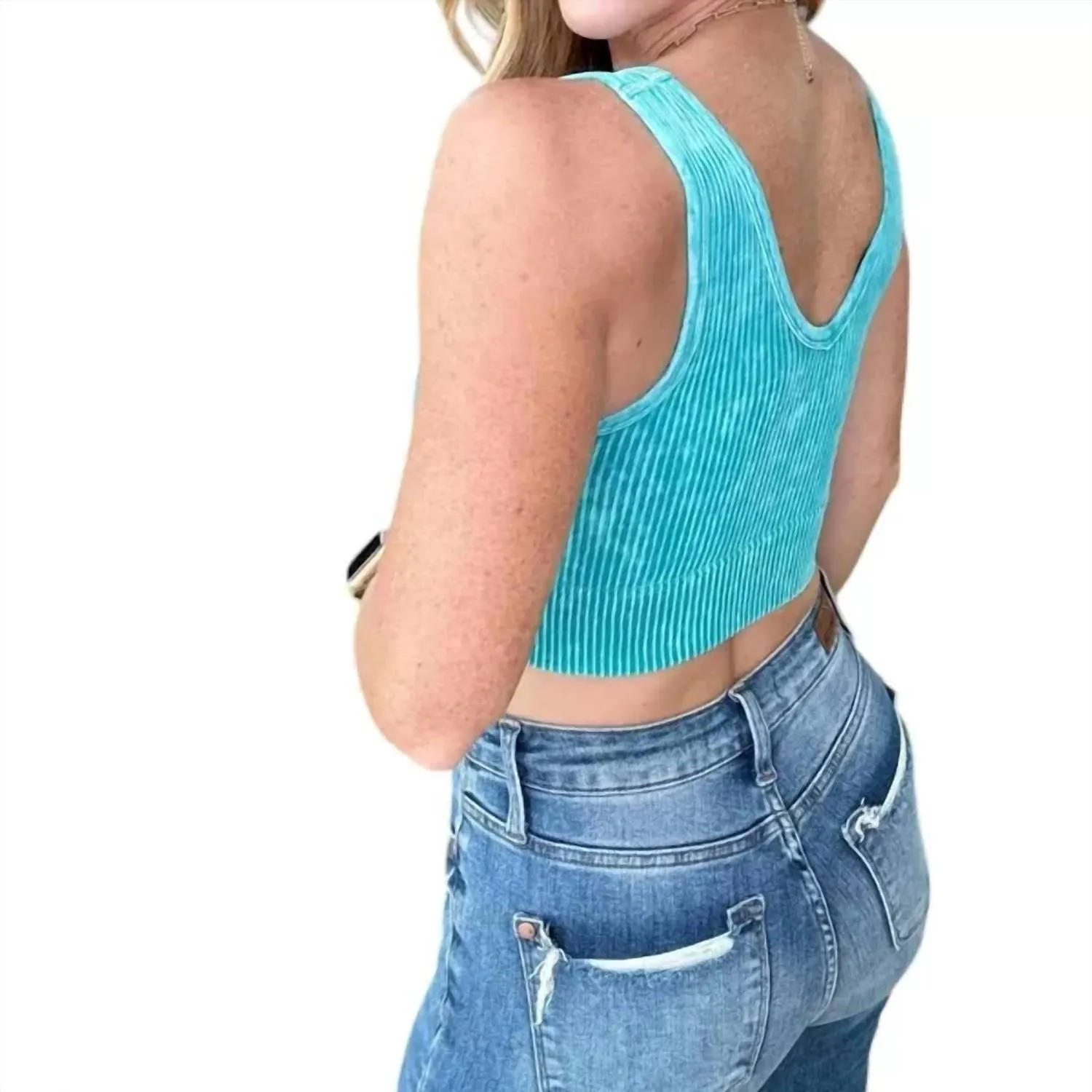 Vneck Reversible Ribbed Bralette In Sky Blue