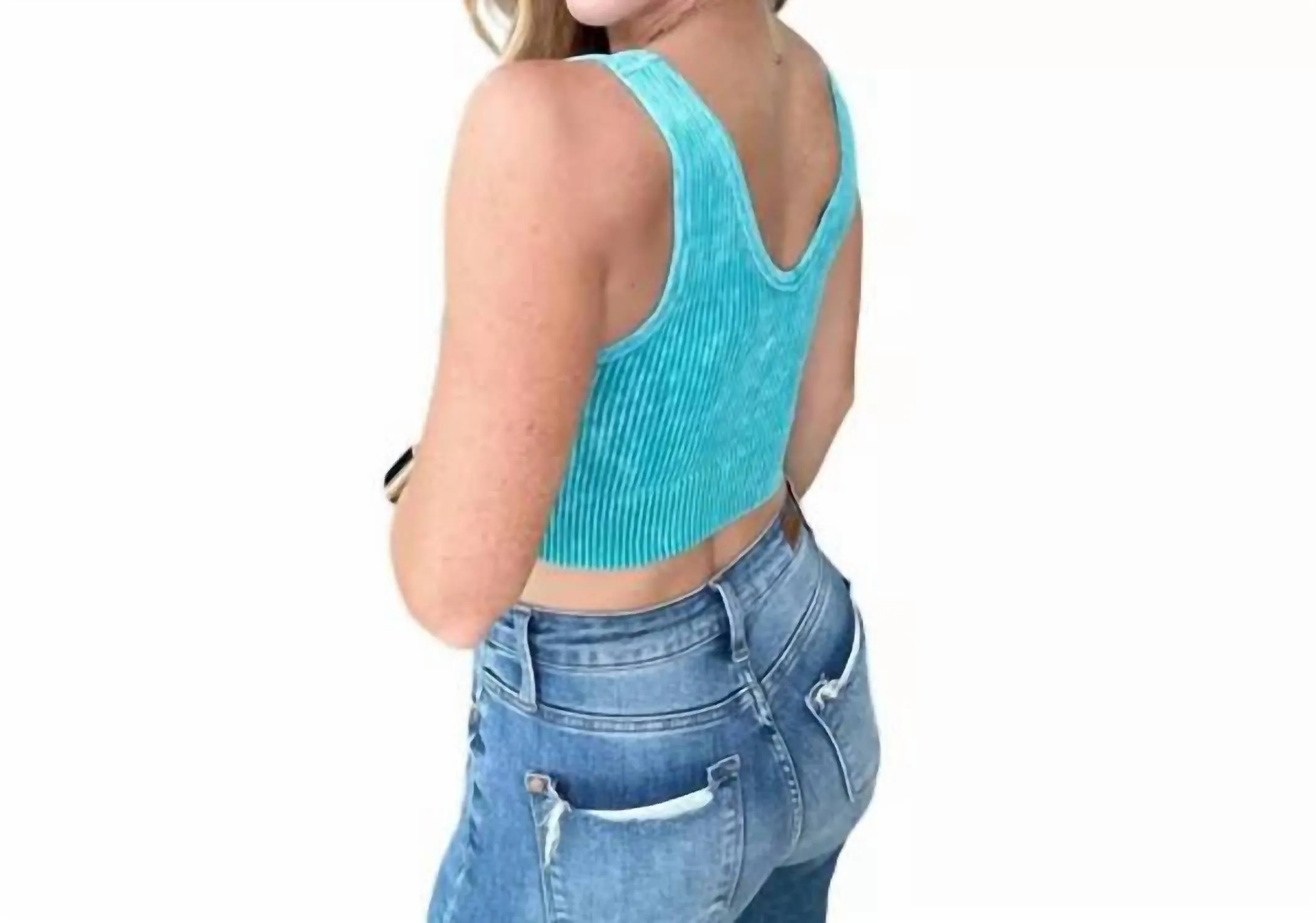 Vneck Reversible Ribbed Bralette In Sky Blue