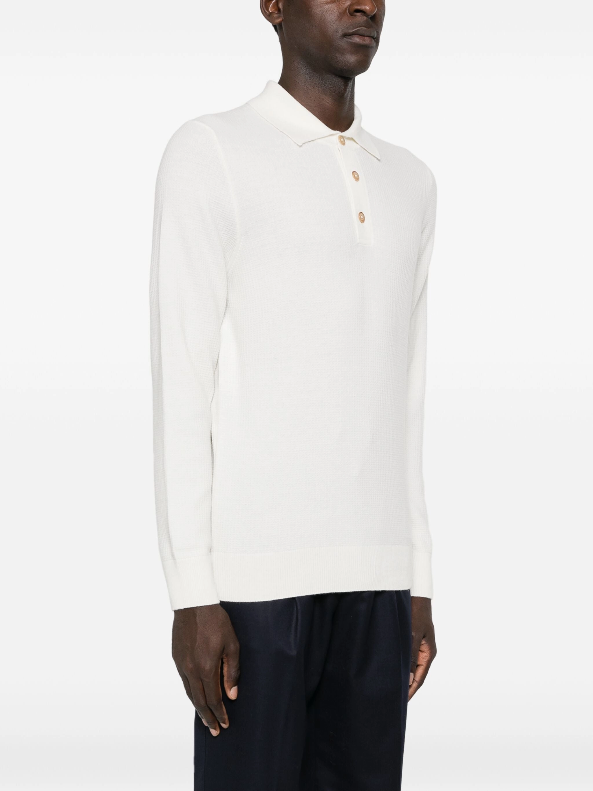 Waffle Knit Cashmere Polo Shirt