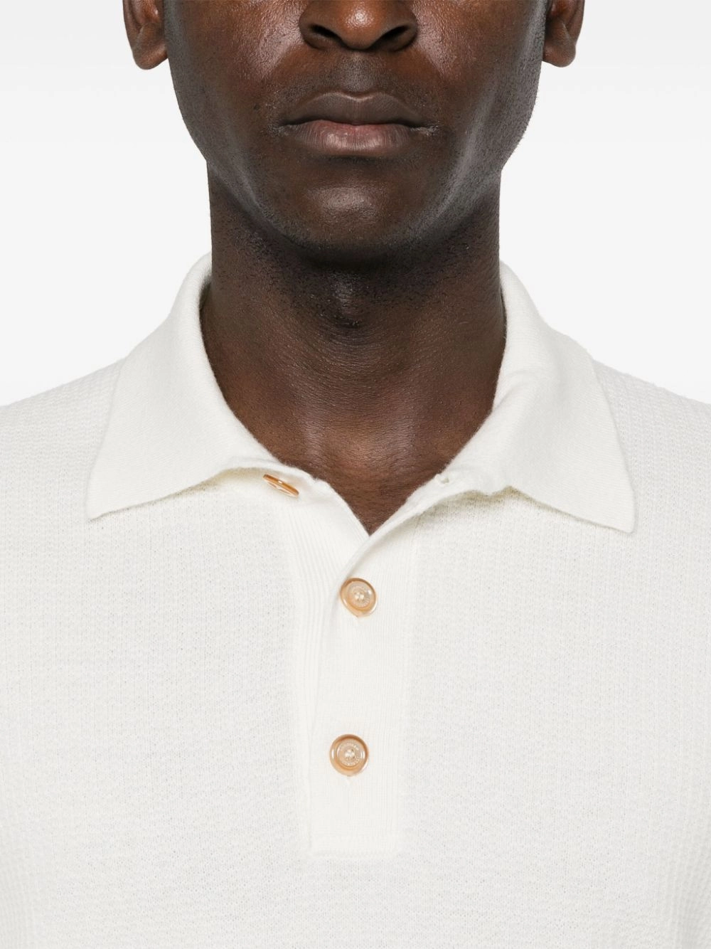 Waffle Knit Cashmere Polo Shirt