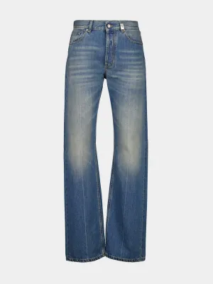 Washed Blue Straight-Leg Jeans Bottoms Mens - cheap mens shorts online