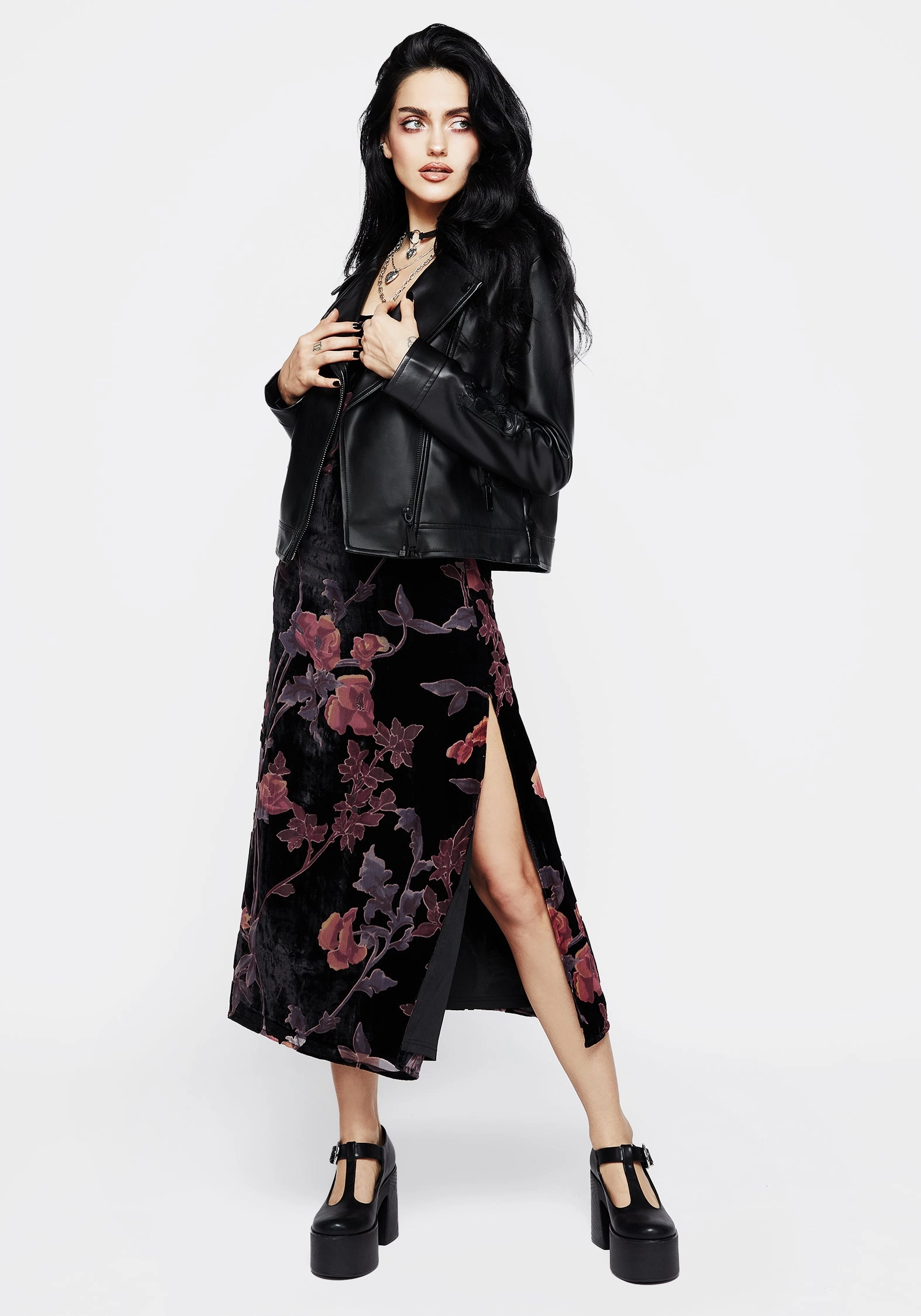Waterlily Devor Velour Midaxi Slip Dress