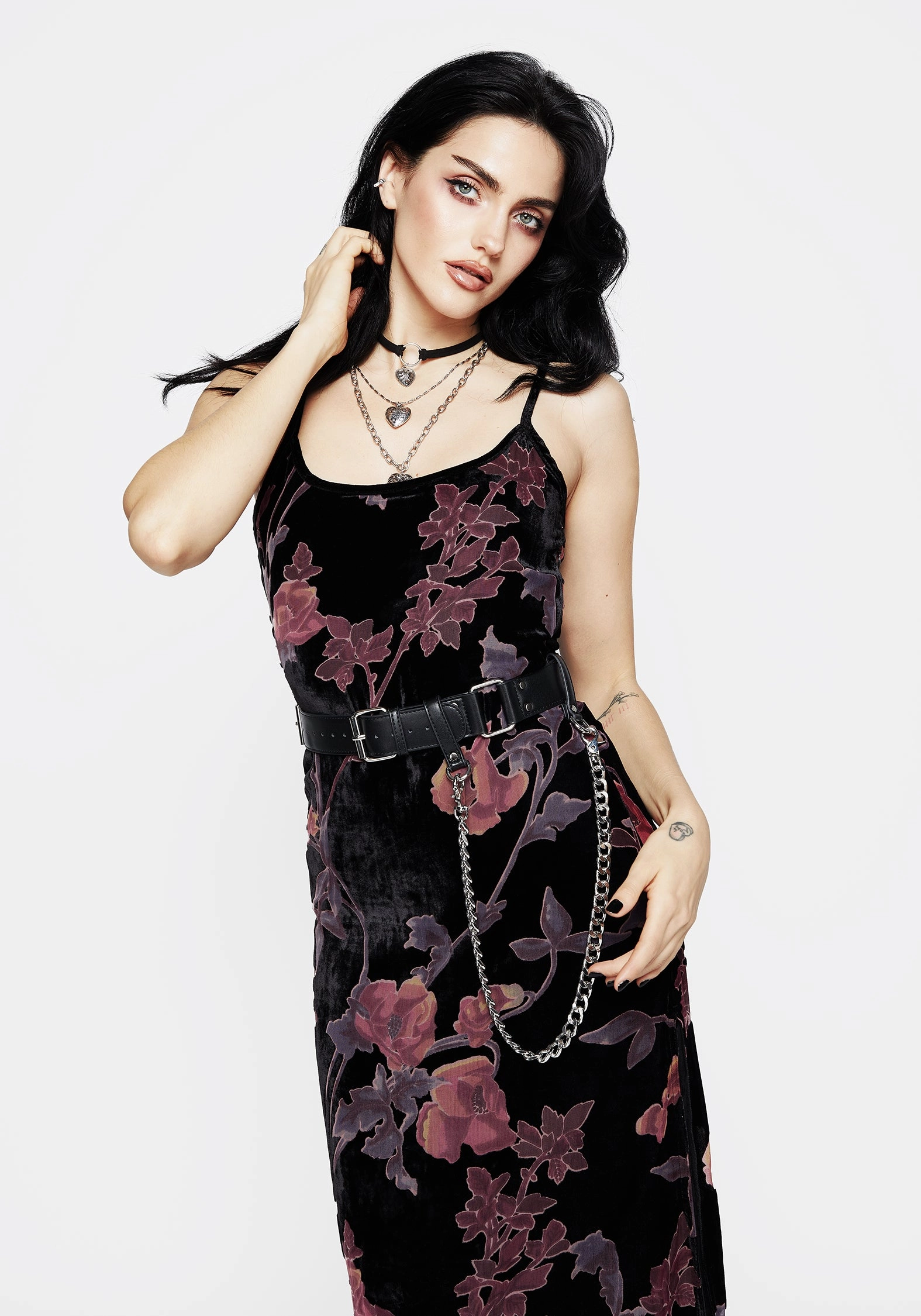 Waterlily Devor Velour Midaxi Slip Dress