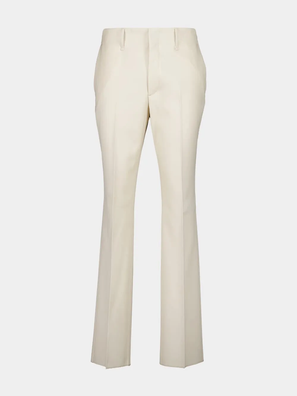 White Wool Gabardine Straight-Leg Trousers Bottoms Mens - cheap mens shorts online