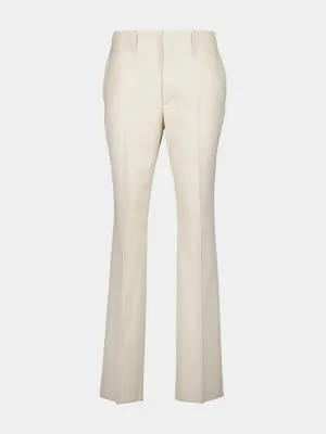 White Wool Gabardine Straight-Leg Trousers Bottoms Mens - cheap mens shorts online
