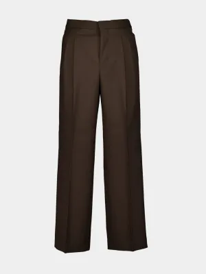 Wide Fit Dark Coffee Wool Trousers Bottoms Mens - cheap mens shorts online