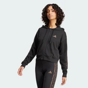Women's adidas Essentials Seasonals Animal French Terry Full-Zip Hoodie Activewear Womens - yoga pants clearance
