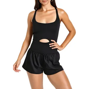 Womens Cut-Out Nylon Romper Activewear Womens - gym outfits discount