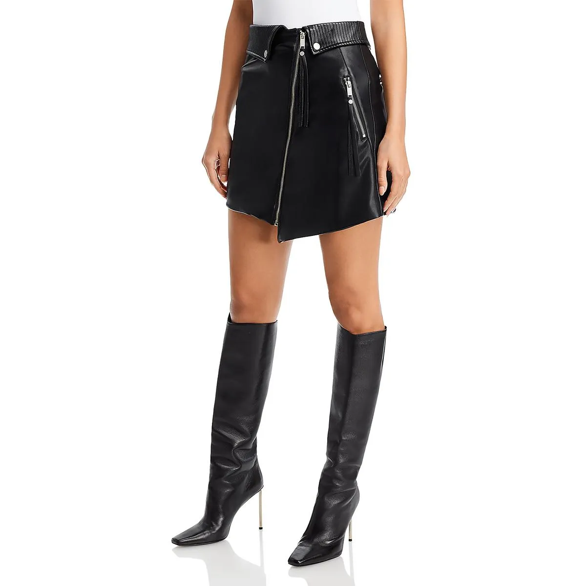 Womens Faux Leather Envelope Front Mini Skirt