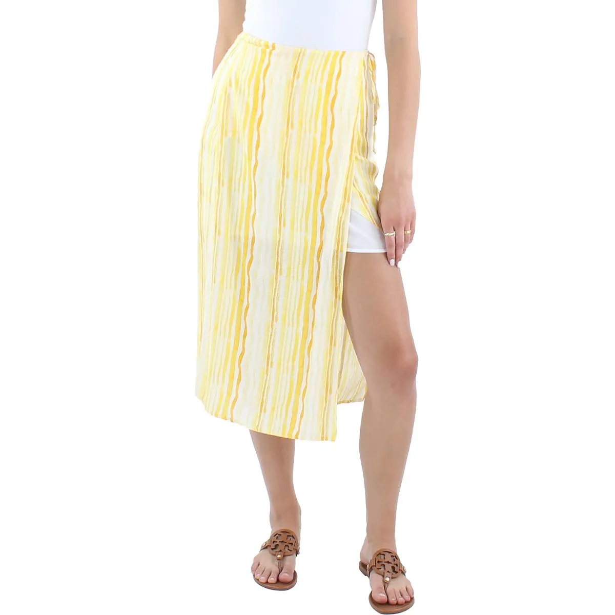 Womens High Rise Midi Wrap Skirt