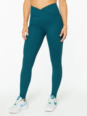Women's Ribbed Veronica Legging In Teal Activewear Womens - gym outfits discount