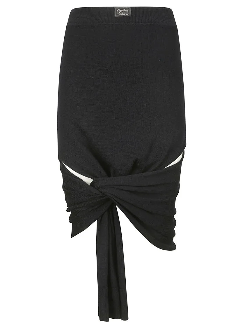 Wool Midi Skirt With Knot Detail
