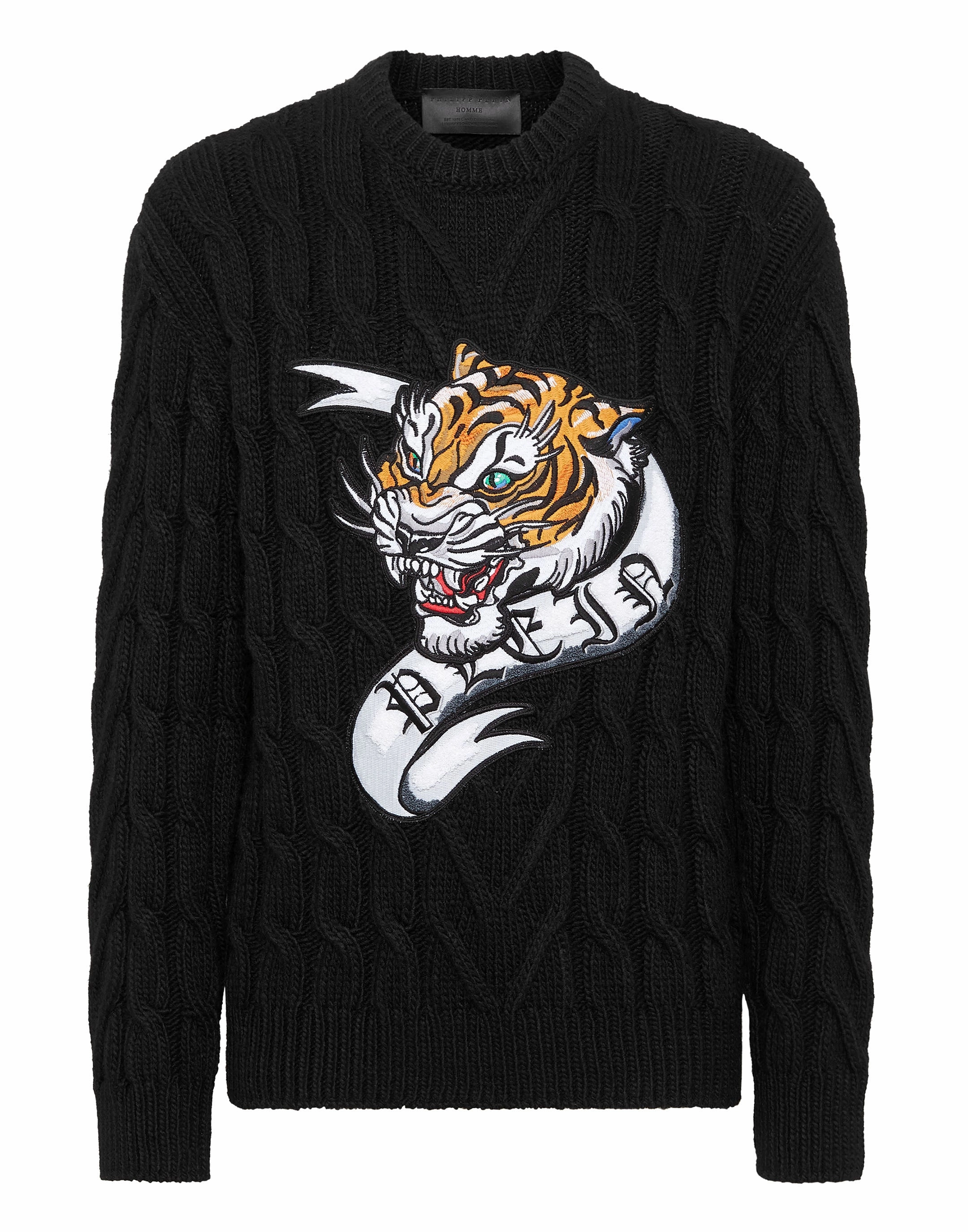 Wool Blend Roundneck Tattoo chunky knit discount