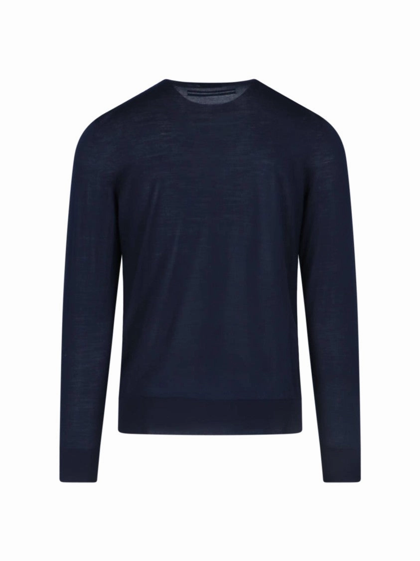 Wool Sweater Blue Navy Tone Knitted