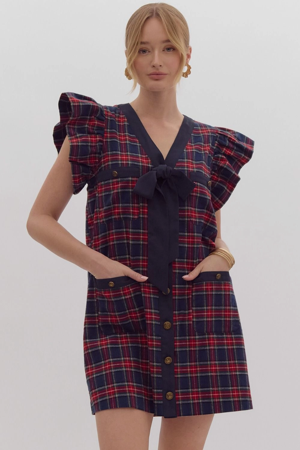 Yuletide Plaid Perfection Dress discount party dresses