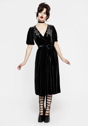 Zarina Embroidered Midi Wrap Dress - Black Dresses Womens - beach dresses cheap