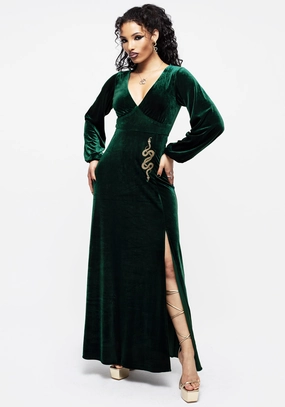 Zarina Long Sleeve Velour Maxi Dress Dresses Womens - beach dresses cheap