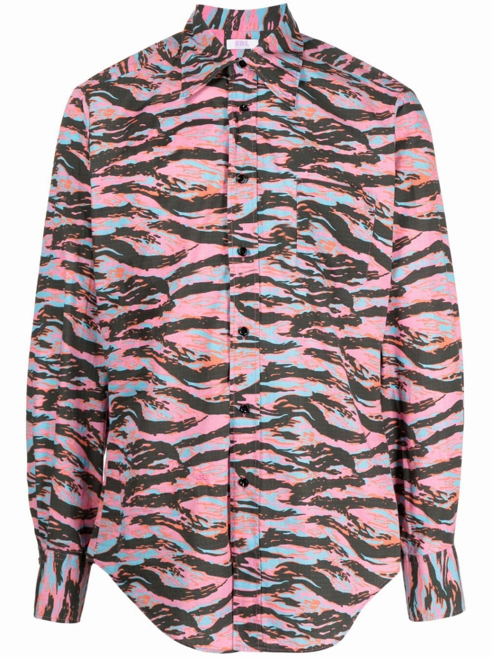 Zebra-Print Cotton Shirt mens polos clearance