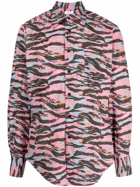 Zebra-Print Cotton Shirt mens polos clearance