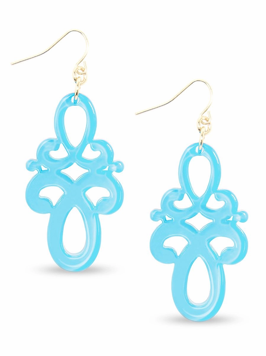 Zenzii Double Scroll Drop Earring - Bright Blue summer dresses best deals