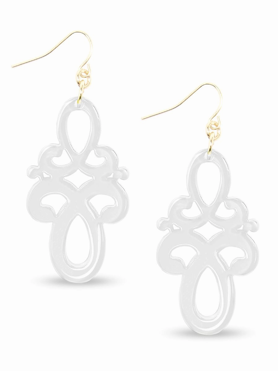 Zenzii Double Scroll Drop Earring - White summer dresses best deals