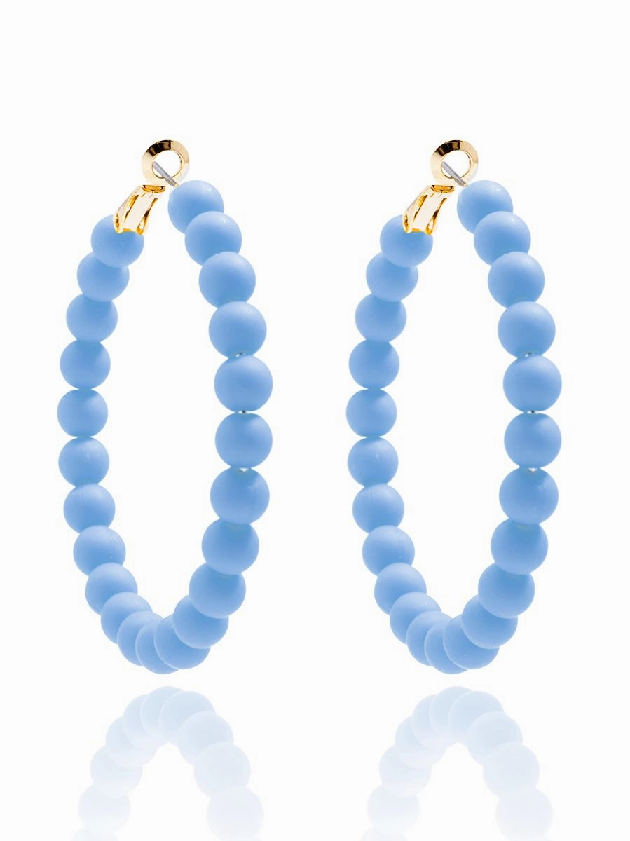 Zenzii Matte Beaded Hoop Earring - Light Blue summer dresses best deals