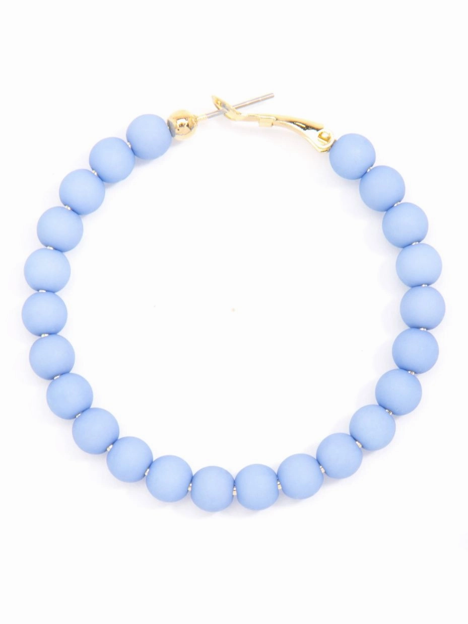 Zenzii Matte Beaded Hoop Earring - Light Blue