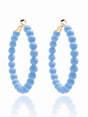 Zenzii Matte Beaded Hoop Earring - Light Blue summer dresses best deals