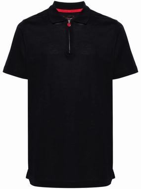 Zip-Fastening Cotton Polo Shirt discount mens shirts