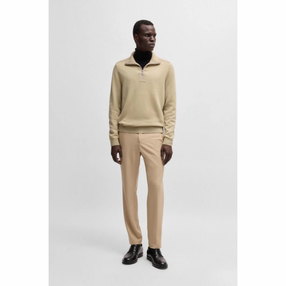Zip-neck sweater with softshell trims