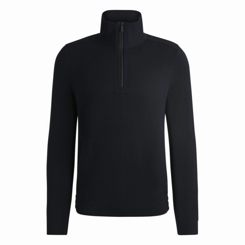 Zip-neck sweater with softshell trims cashmere sweaters sale