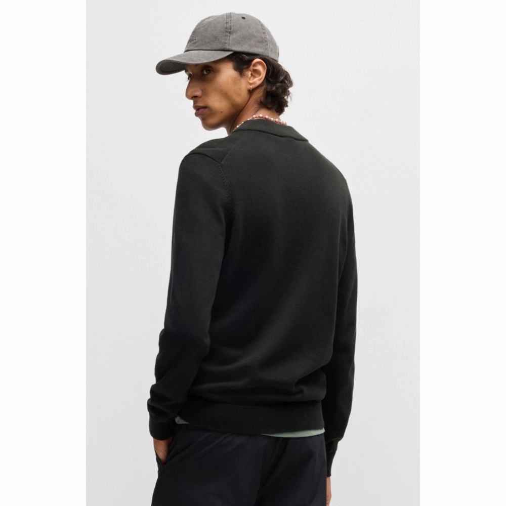 Zip-up cardigan in cotton with stacked logo