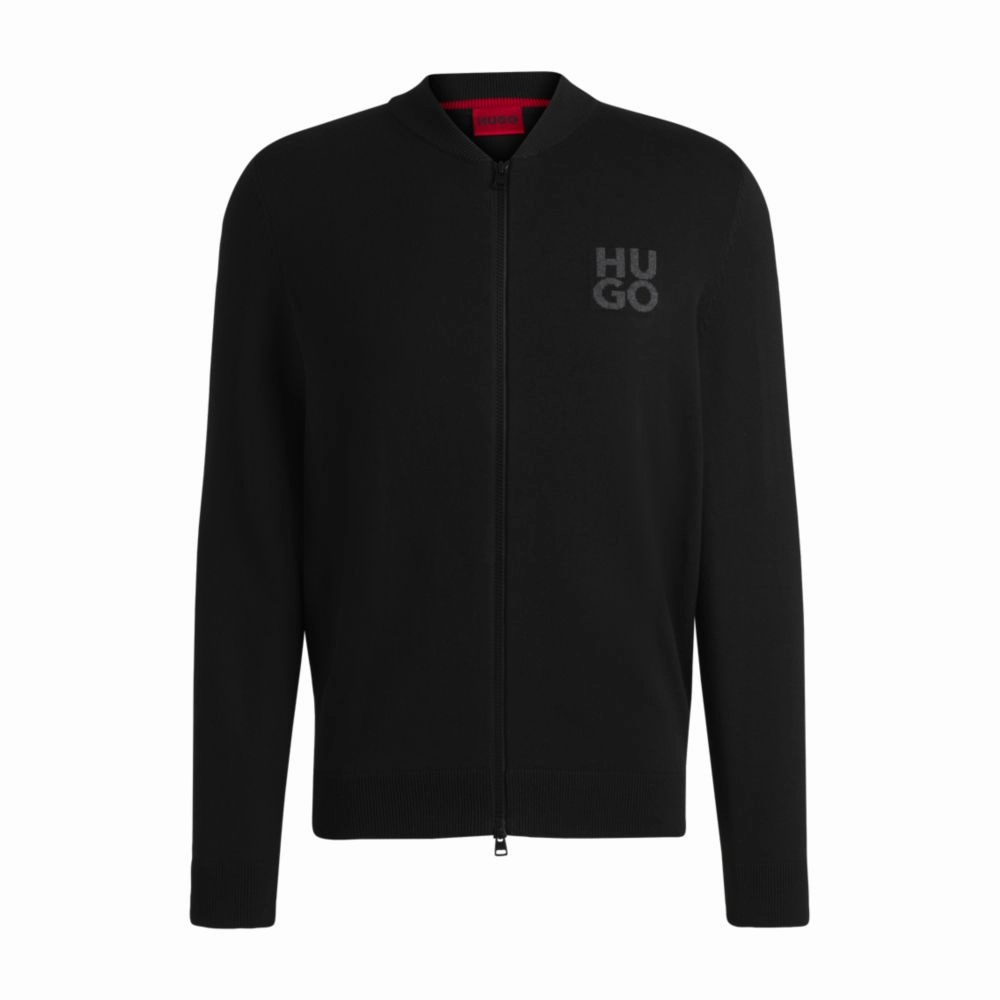 Zip-up cardigan in cotton with stacked logo turtleneck sweaters sale