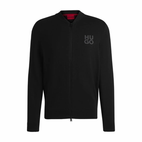Zip-up cardigan in cotton with stacked logo turtleneck sweaters sale