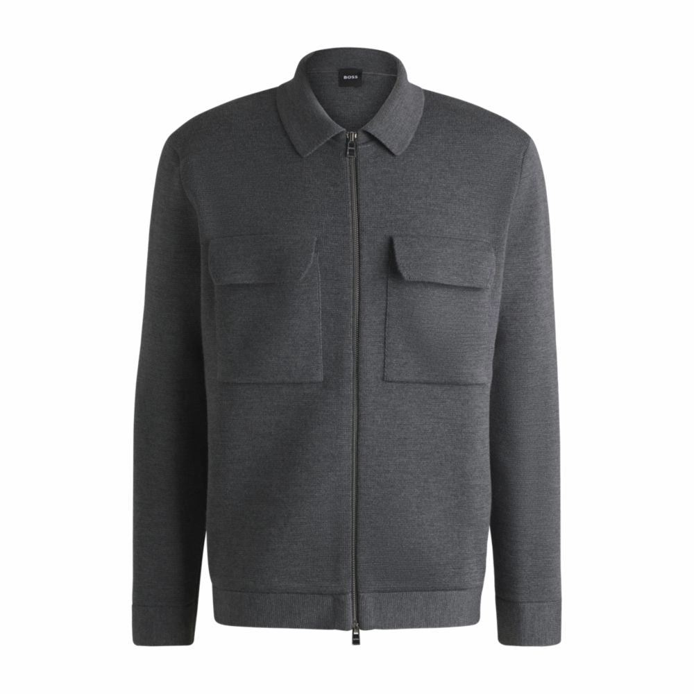 Zip-up regular-fit cardigan in wool designer sweaters outlet