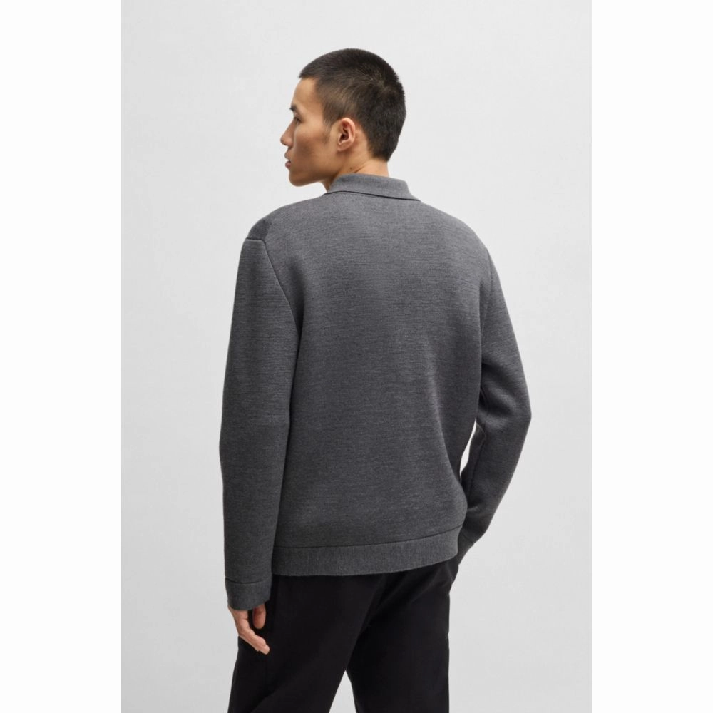 Zip-up regular-fit cardigan in wool