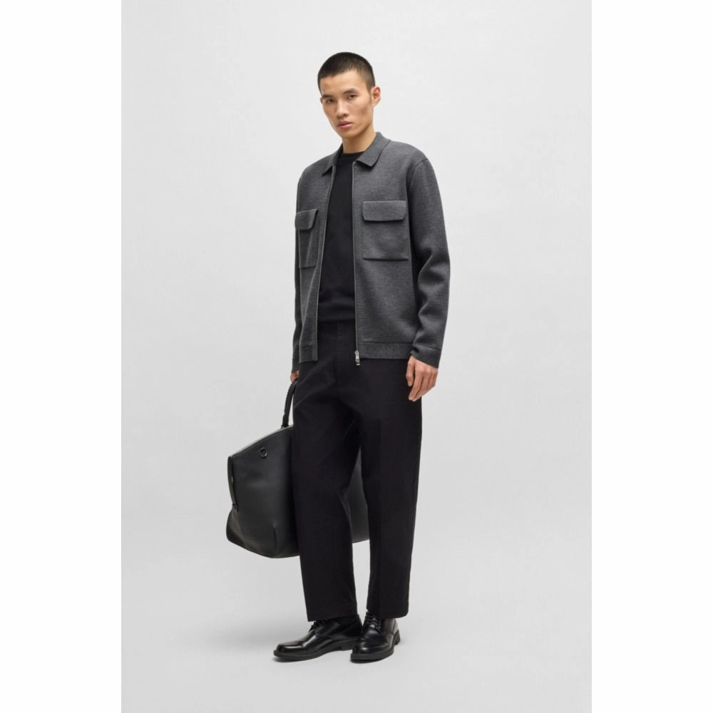 Zip-up regular-fit cardigan in wool