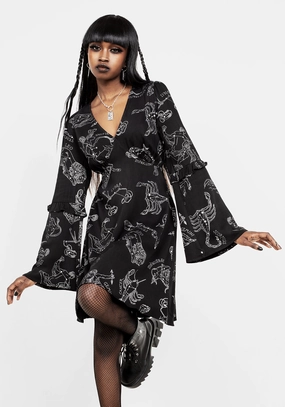 Zodiac Flare Sleeve Mini Dress Dresses Womens - beach dresses cheap